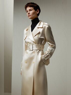 LILYSILK Double Breasted Silk-Blend Belted Coat